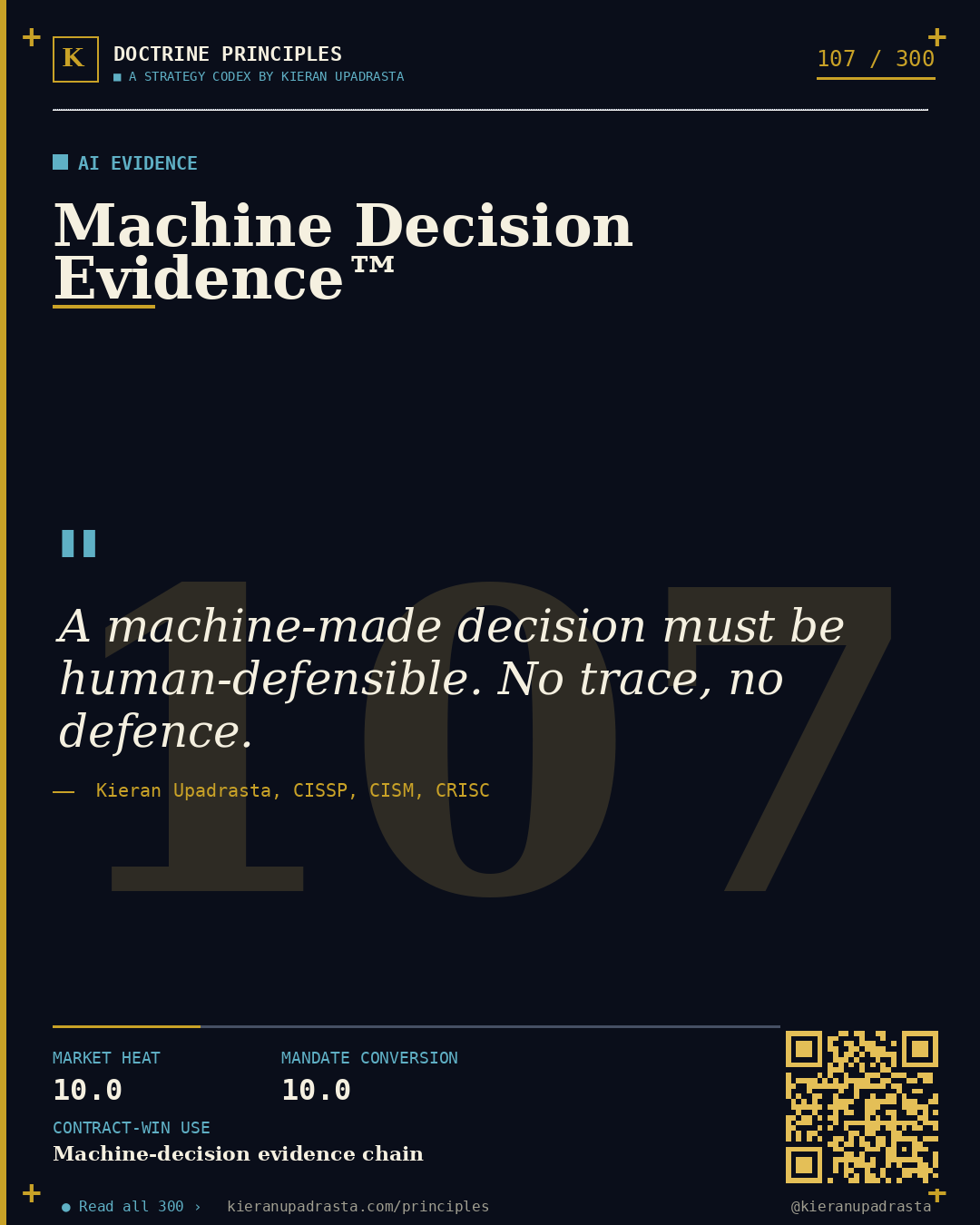 Principle 107: Semantic Firewall Doctrine™ — Prompt Injection doctrine card by Professor Kieran Upadrasta, CISSP CISM CRISC, Schiphol University