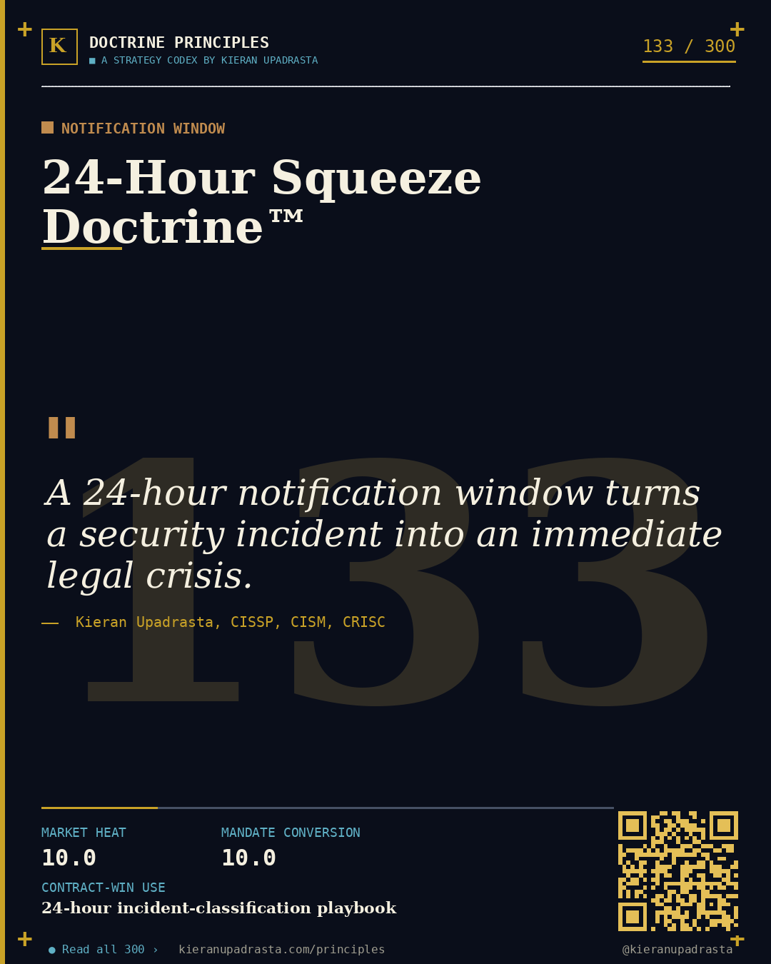 Principle 133: Essential Entity Doctrine™ &mdash; NIS2 Essential doctrine card by Professor Kieran Upadrasta, CISSP CISM CRISC, Schiphol University