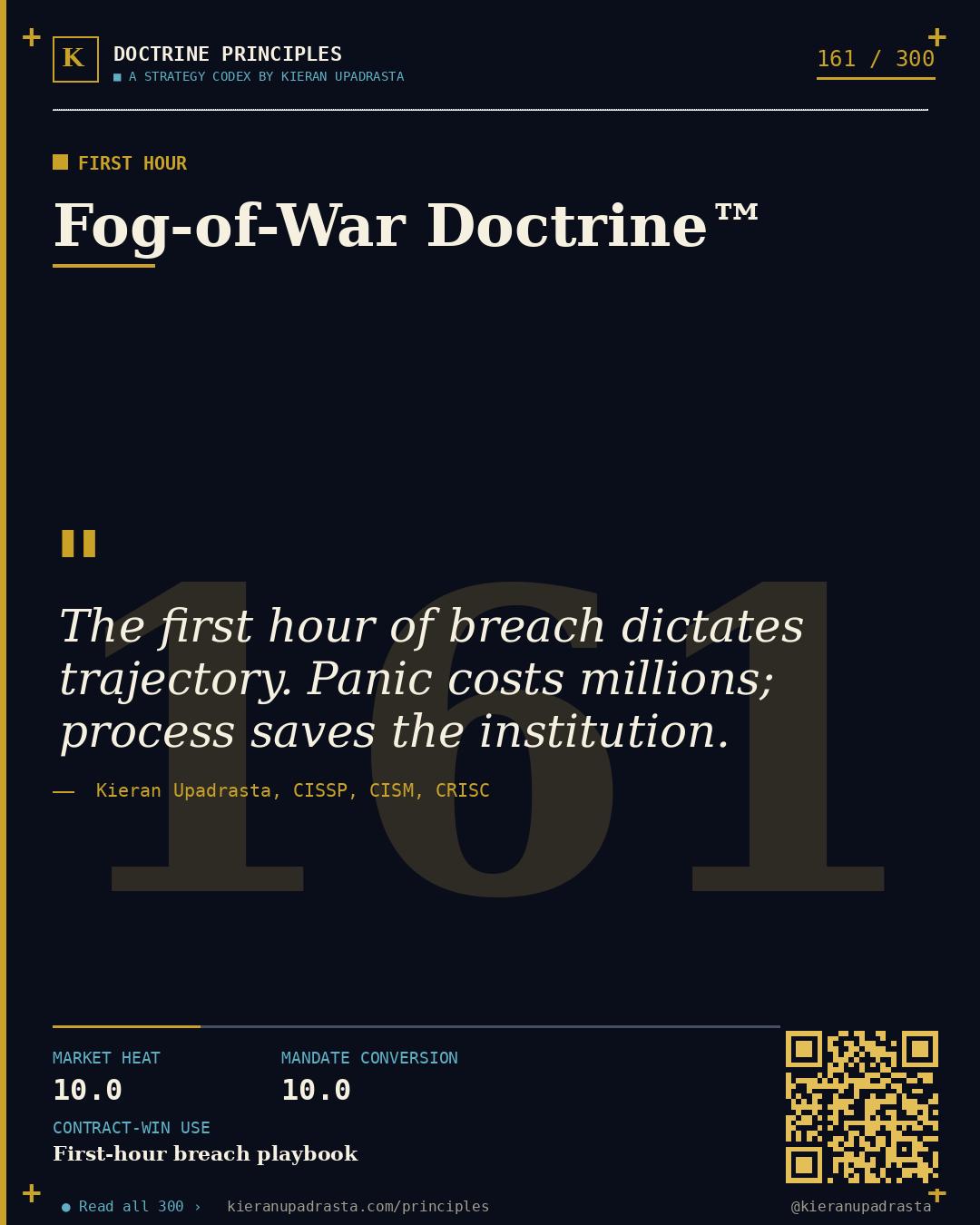 Principle 161: Phishing-Starvation Doctrine™ — Passwordless doctrine card by Professor Kieran Upadrasta, CISSP CISM CRISC, Schiphol University