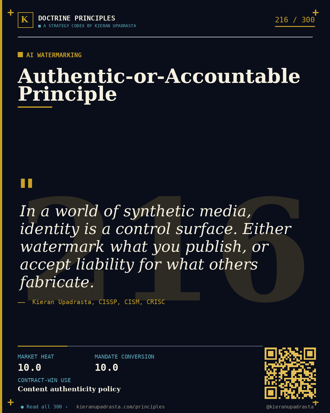 Principle 216: Prompt-as-Exfiltration-Surface — GenAI Leakage doctrine card by Professor Kieran Upadrasta, CISSP CISM CRISC, Schiphol University