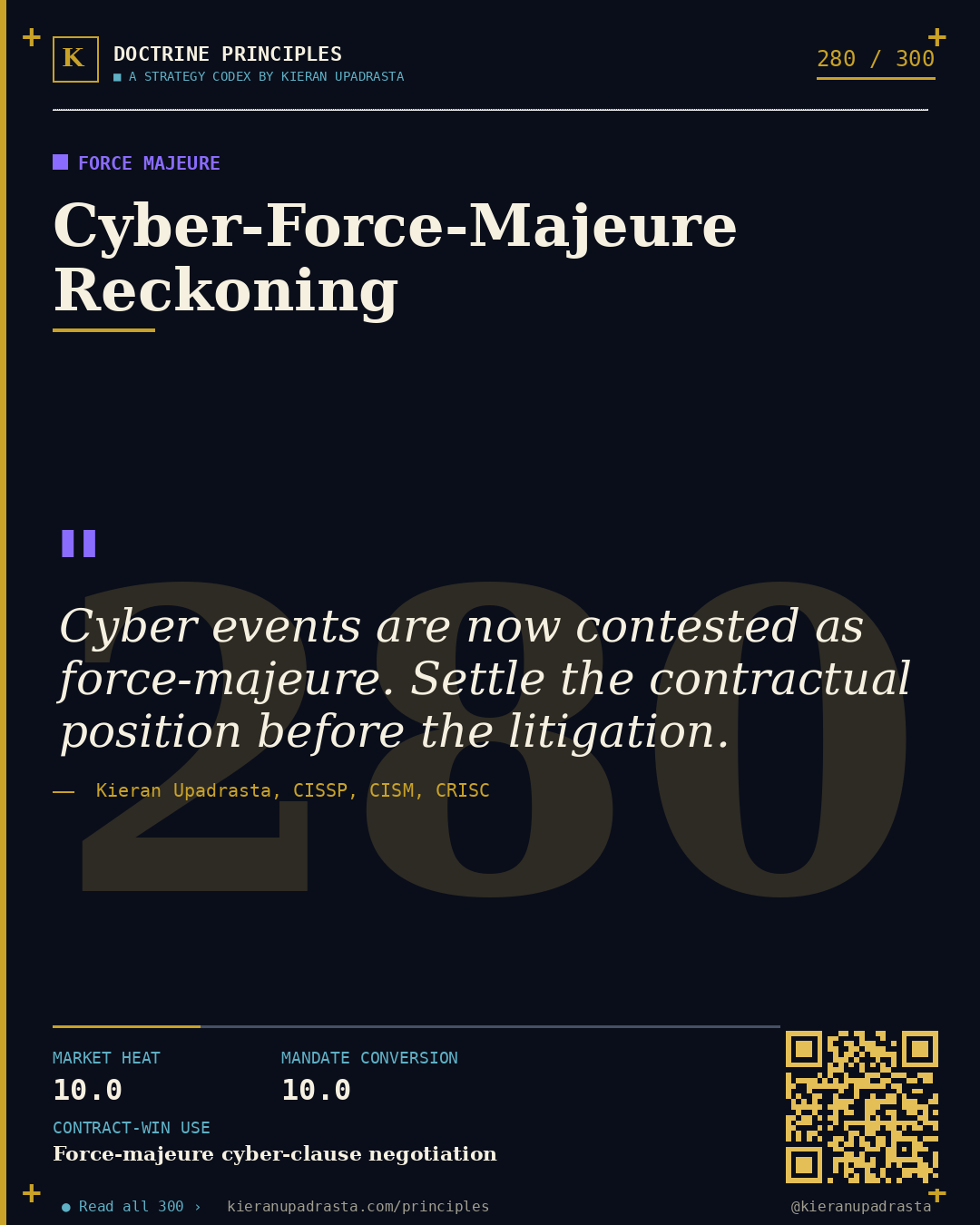 Principle 280: Annex-as-Architecture — MSA Cyber Annex doctrine card by Professor Kieran Upadrasta, CISSP CISM CRISC, Schiphol University